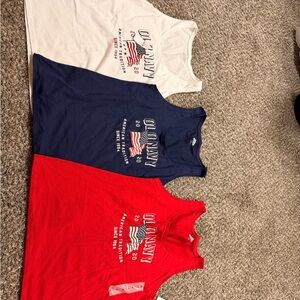 Womens Tank Tops - Red, Blue, and White